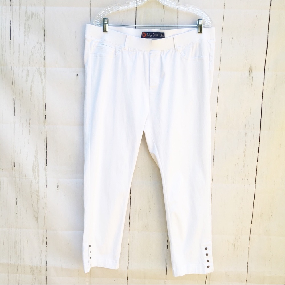 Indigo Poppy White Blue Jean Jeggings Denim Crop